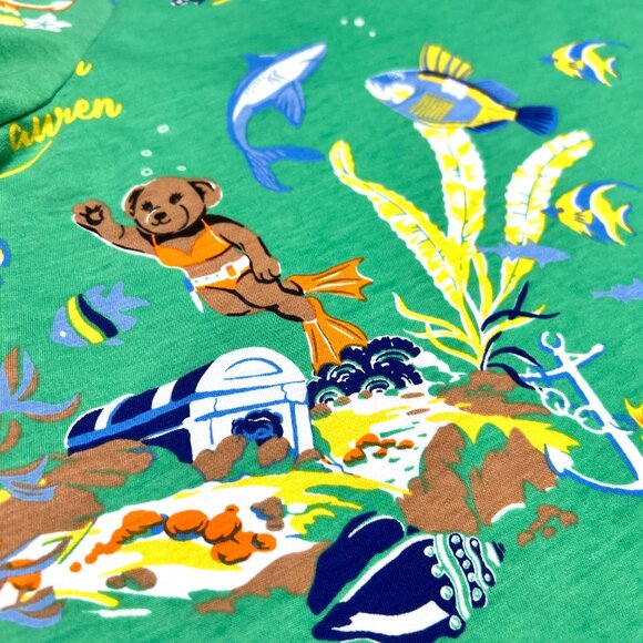 Polo Ralph Lauren Men's Green Underwater Polo Bear Graphic Shirt Size XL - Picture 5 of 5